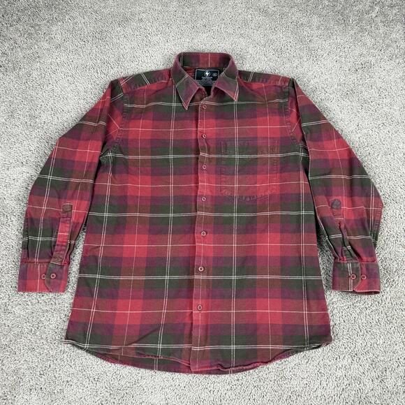 Thunder Shirt Mens XL Red Green Plaid Flannel Button Down Long Sleeve Cotton - Picture 1 of 10
